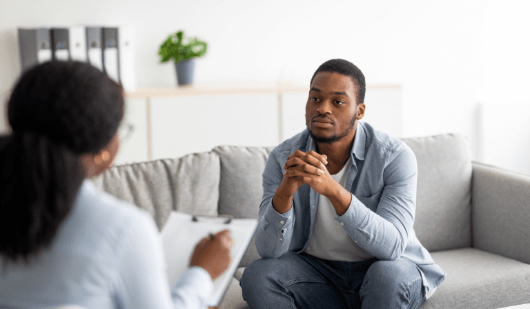 Man having a personal coaching session with Life Coach